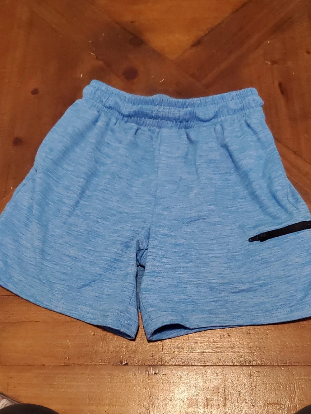 Athletic Works Heathered Sky Blue Boys' Athletic Shorts with Zip Pocket